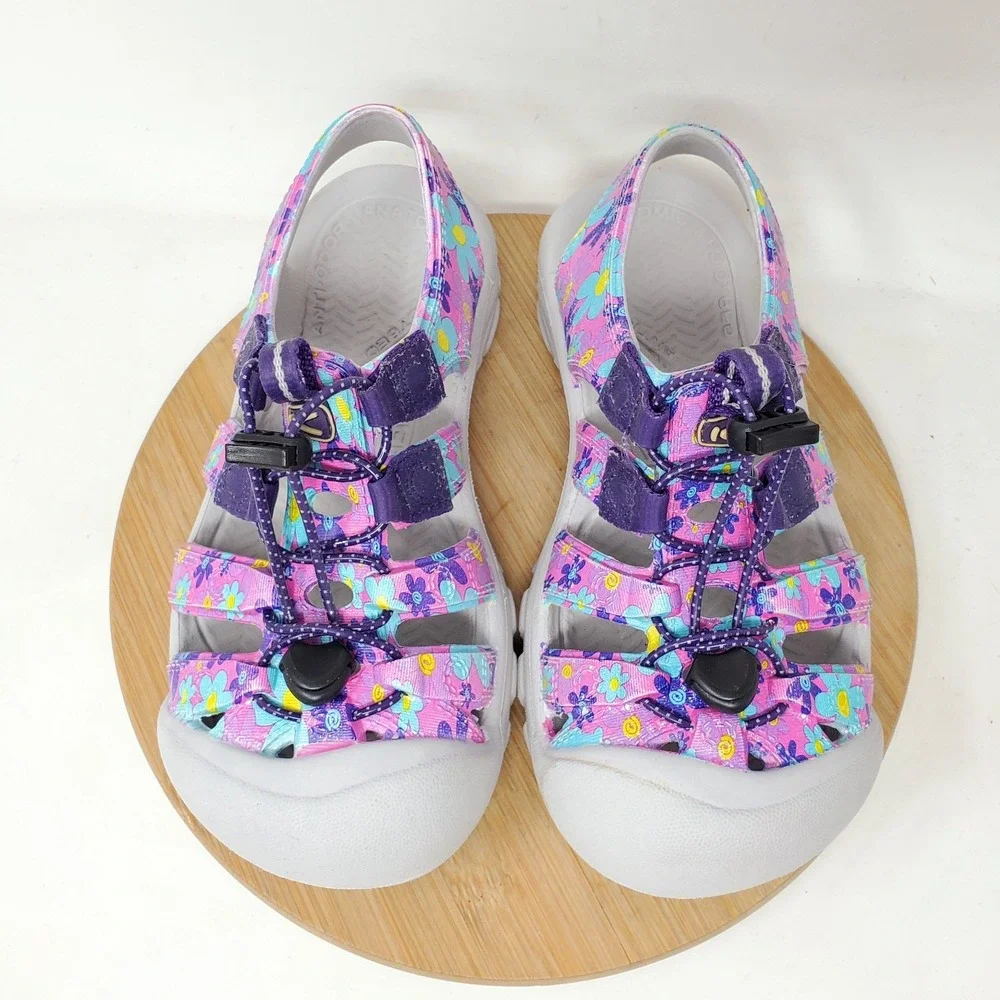 KEEN Sandals Kids 2 Purple Pink Blue Floral Water Sport Hiking Shoes Boys Girls